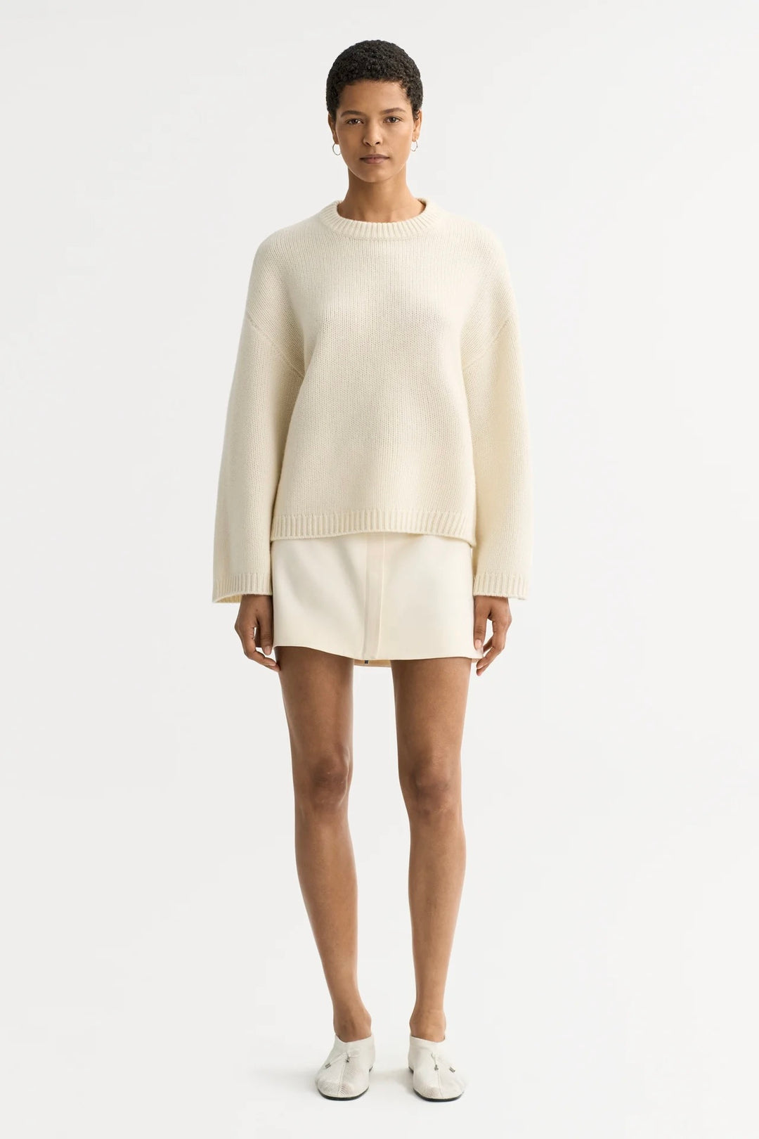 Chunky Crewneck Feather White