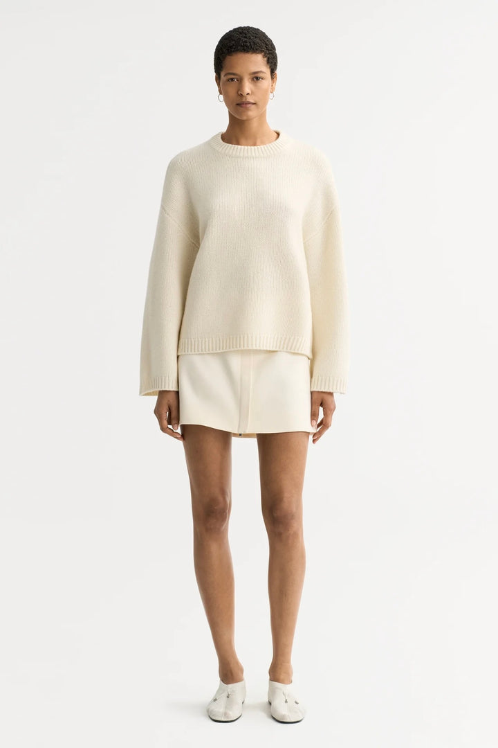 Chunky Crewneck Feather White