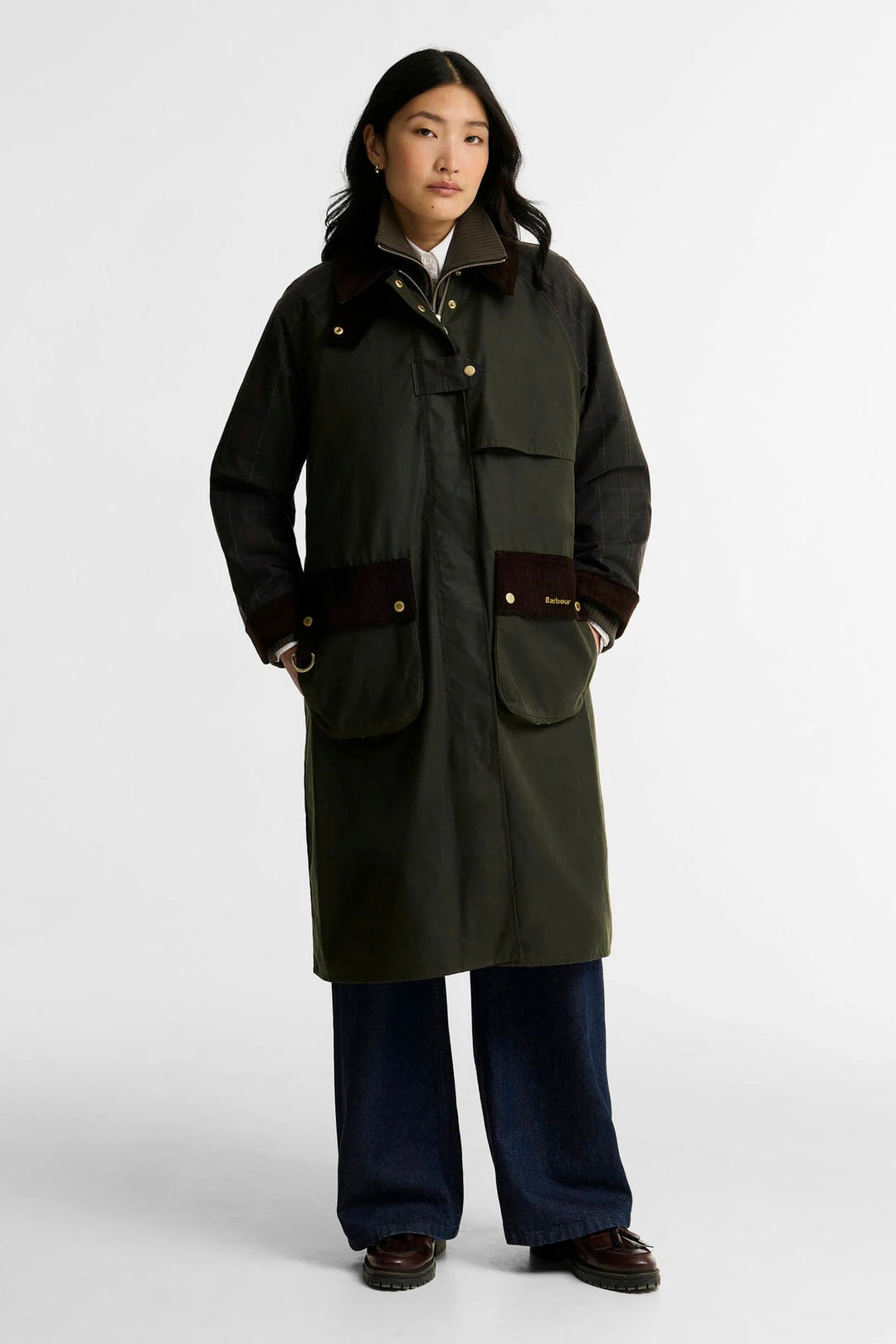 Barbour Check Kirklees Wax Jacket Olive