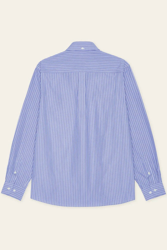 LES DEUX Kent Stripe Poplin Shirt Blue Fog - Dale