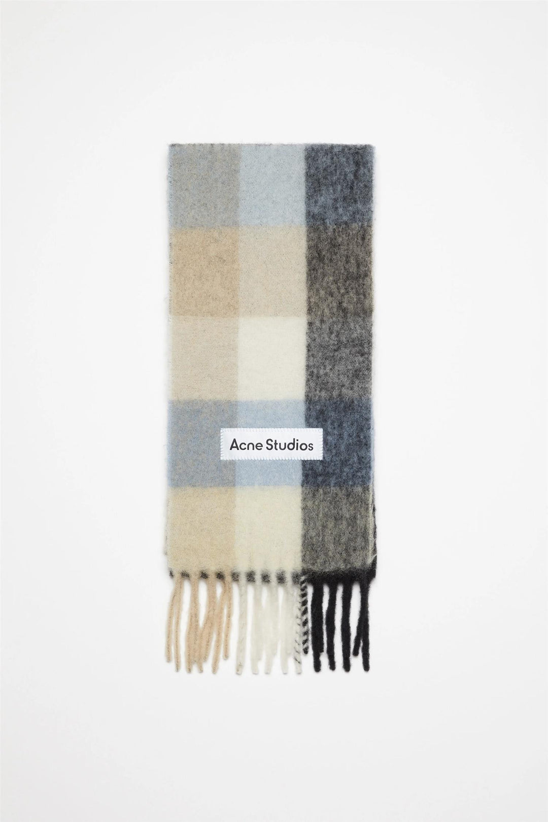 Mohair Checked Scarf Blue/Beige/Black