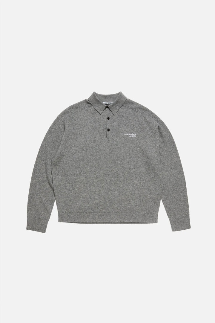 ACNE STUDIOS Wool Knit Polo Dark Grey - Dale