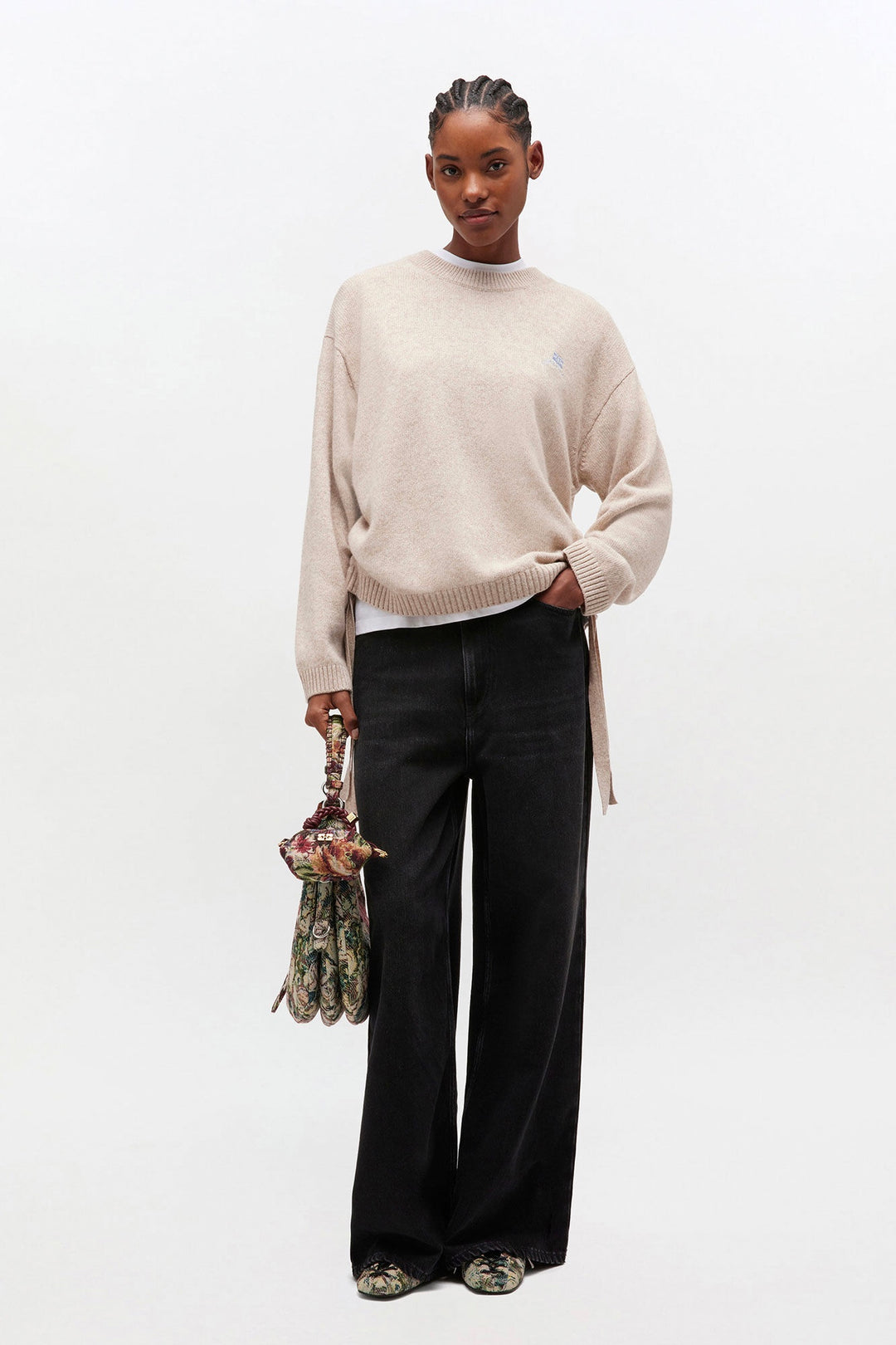 Future Wool Mix Oversized O-Neck Sand