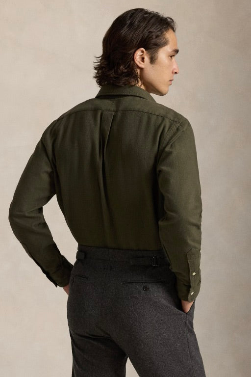 Custom Fit Brushed Flannel Shirt Ranger Green
