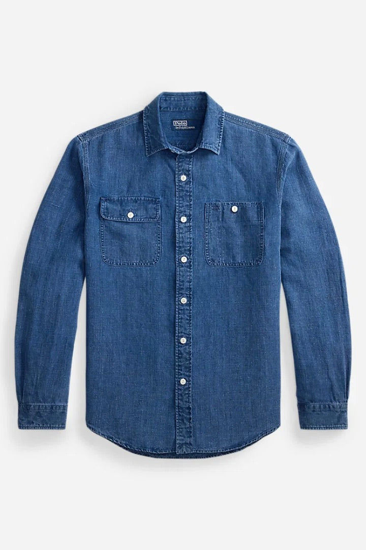 Linen Denim Sport Shirt Medium Indigo