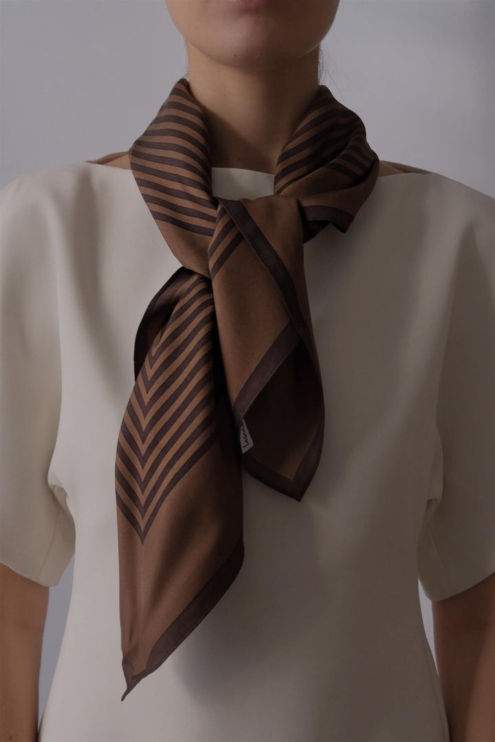LE SCARF Striped Scarf Chocolate & Espresso 80X80 - Dale