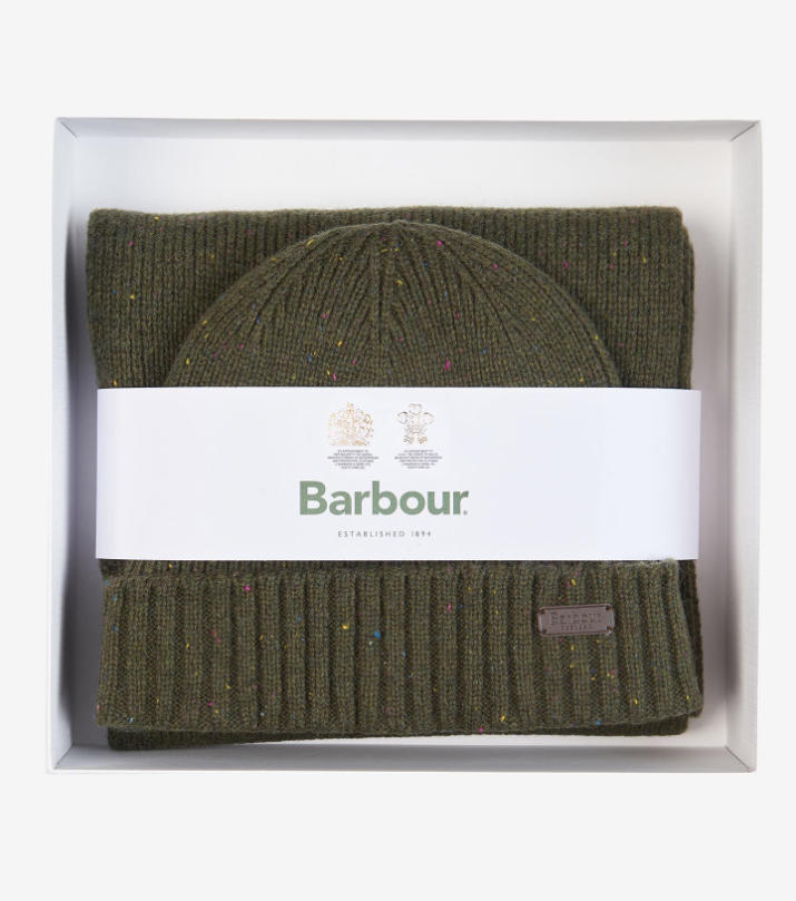 Barbour Geschenkset Beanie & Schal Carlton Fleck