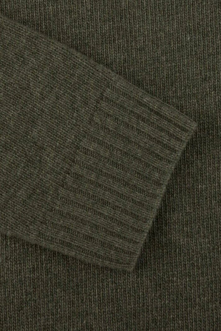 Pullover Knitted Half Zip Carded Merino Wool Green