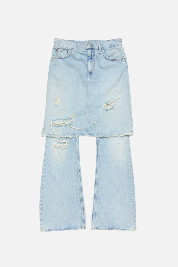 Layered Denim Trousers Light Blue
