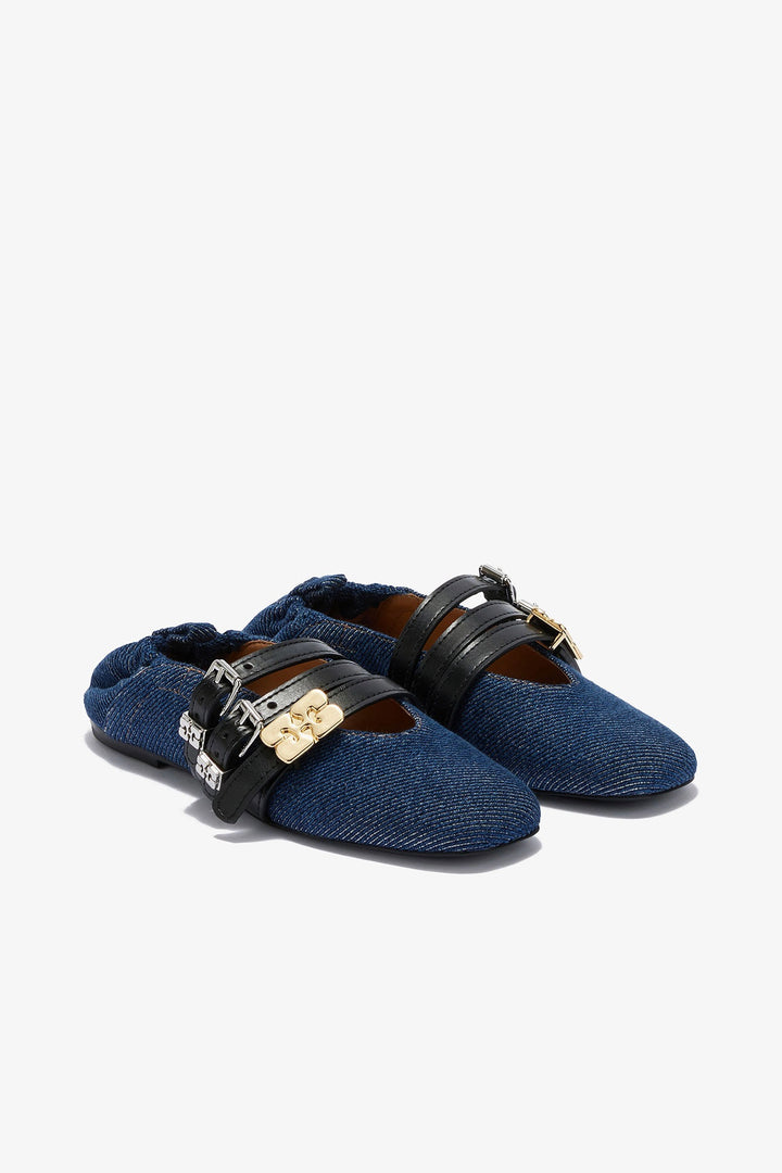 Sue Triple Ballerina Denim Fringed