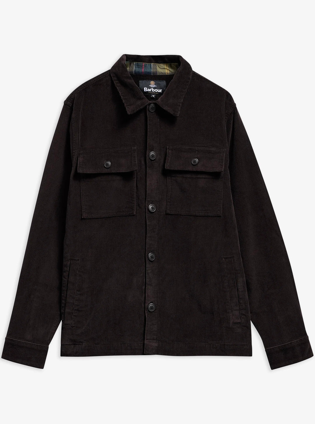 Barbour Tartan Trim Cotton Overshirt Olive