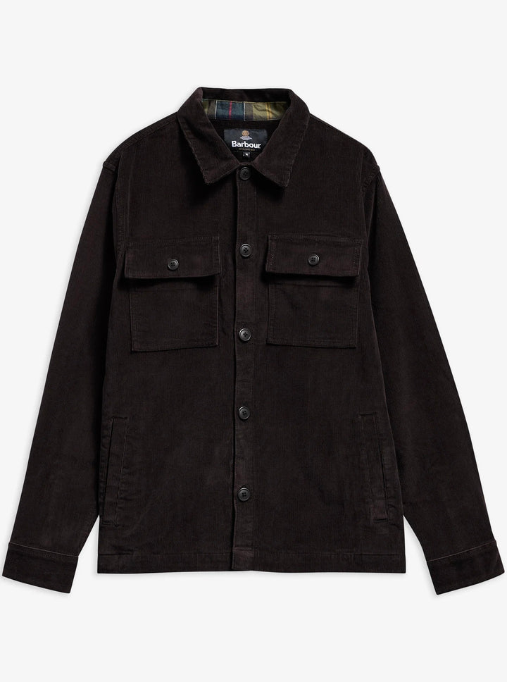 Barbour Tartan Trim Cotton Overshirt Olive