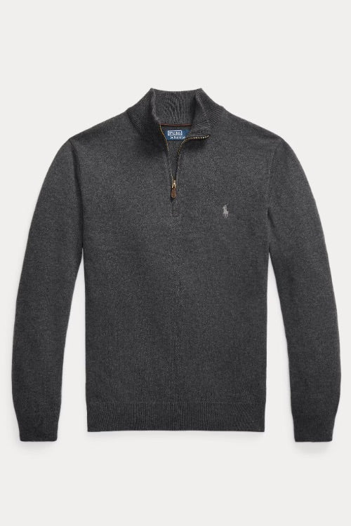 Wool Quarter-Zip Jumper Dark Charcoal Heather