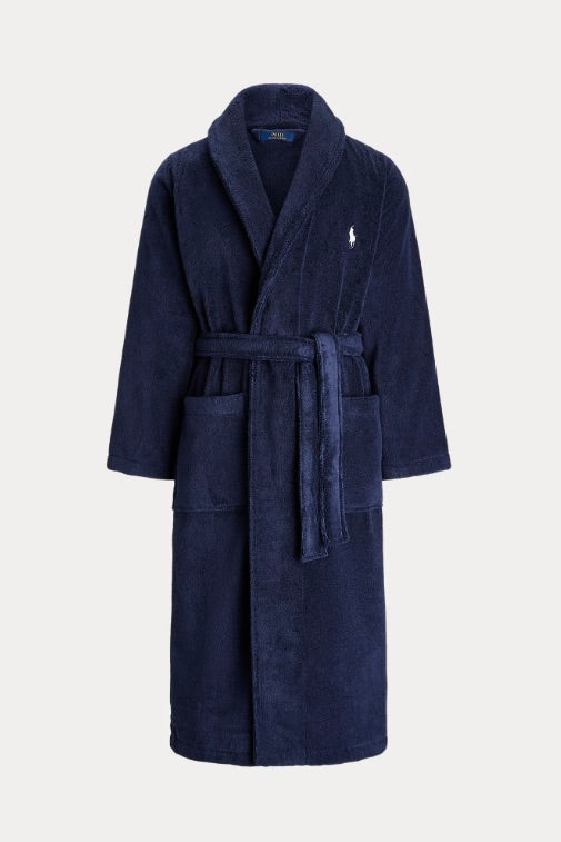 Cotton Terry Robe Cruise Navy