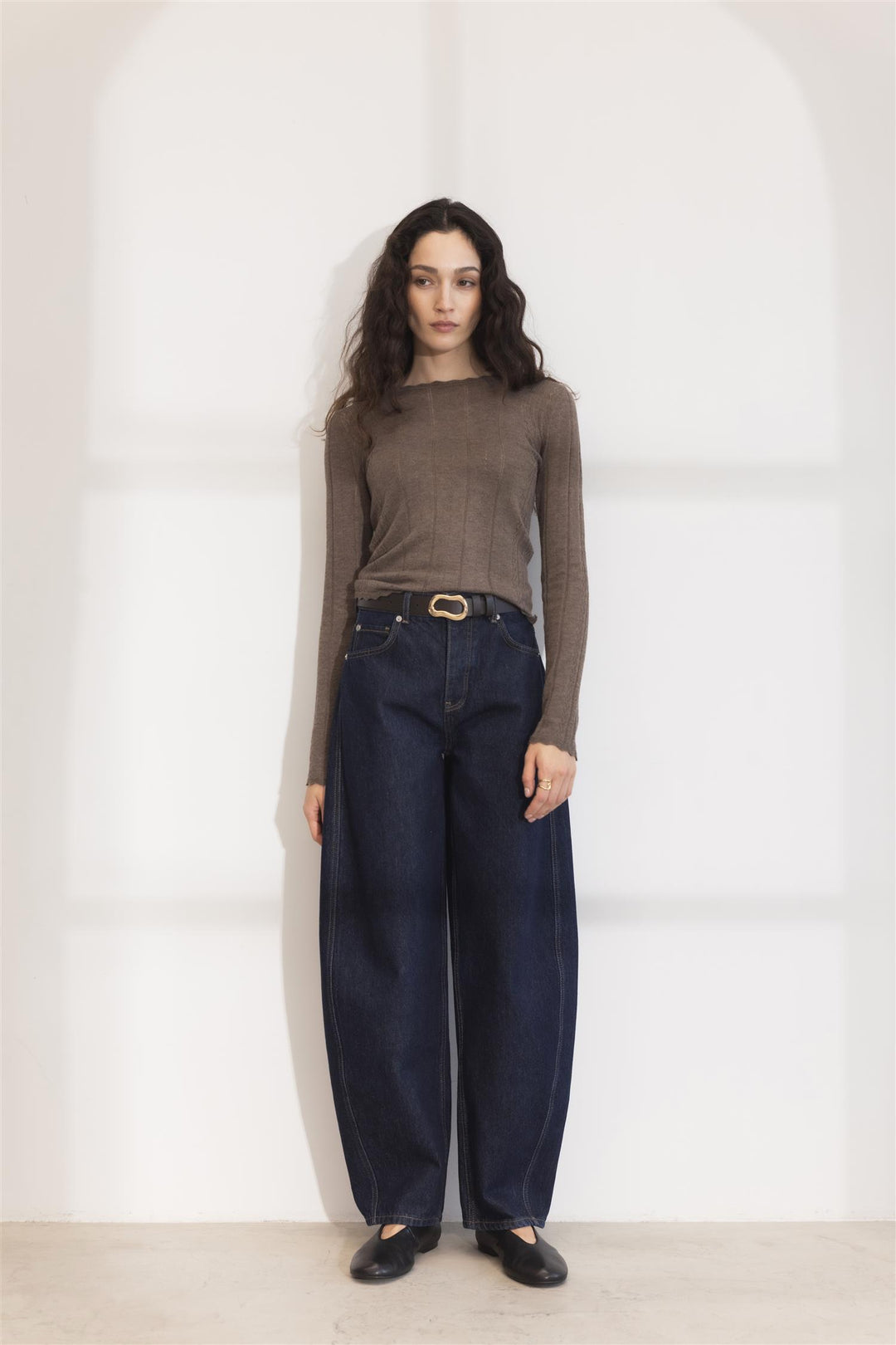 Safir Knit Top Dark Taupe Melange