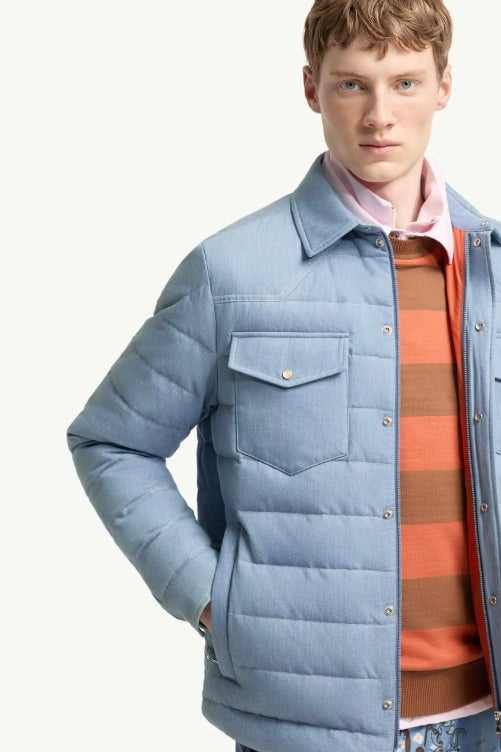 Tiriol Denim Down Shirt Jacket Pastel Blue