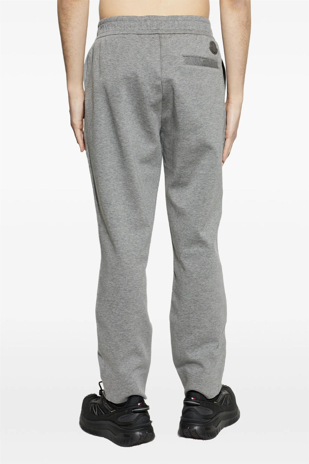Leather Logo Cotton Blend Track Pants Grey