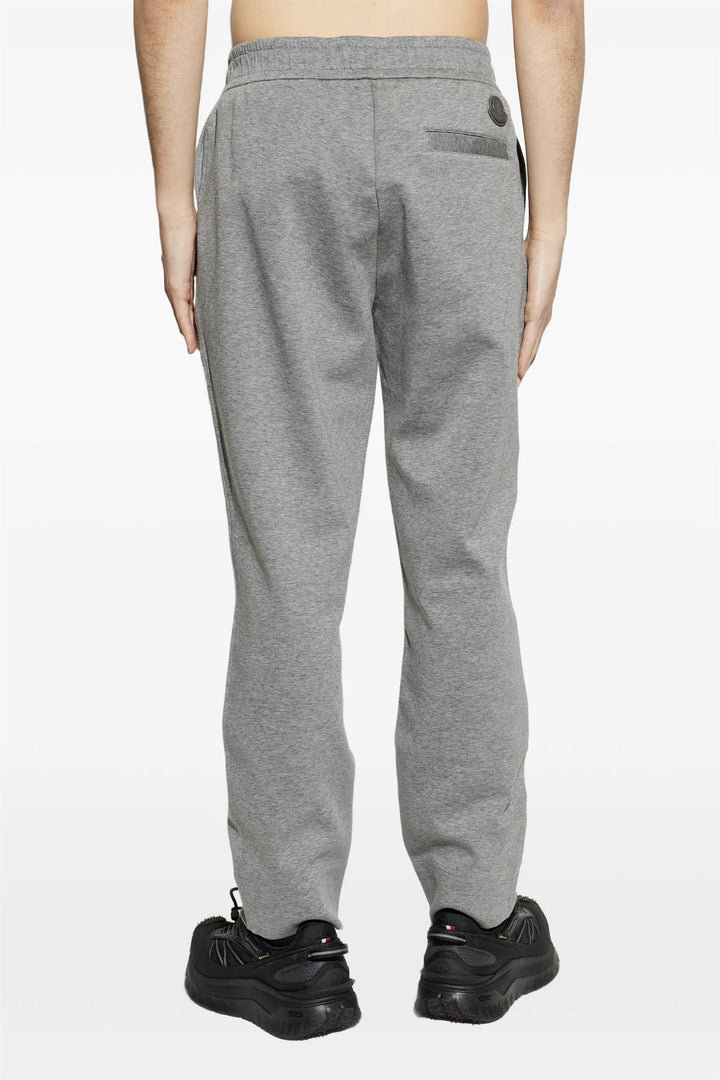 Leather Logo Cotton Blend Track Pants Grey