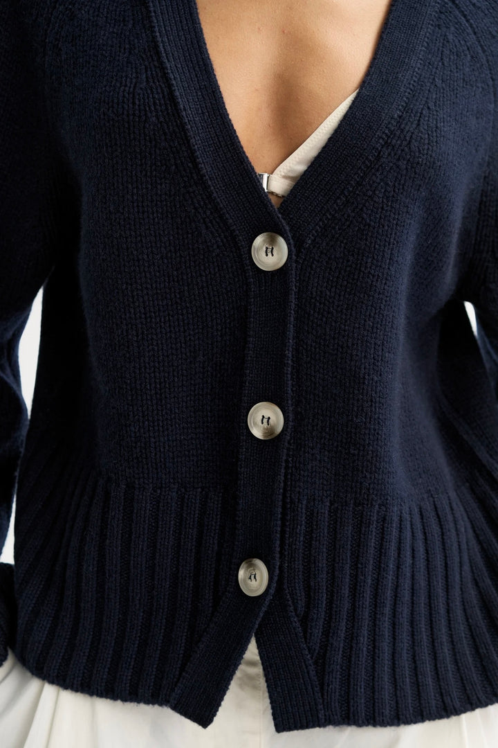 SOFT GOAT V-neck Cardigan Navy - Dale