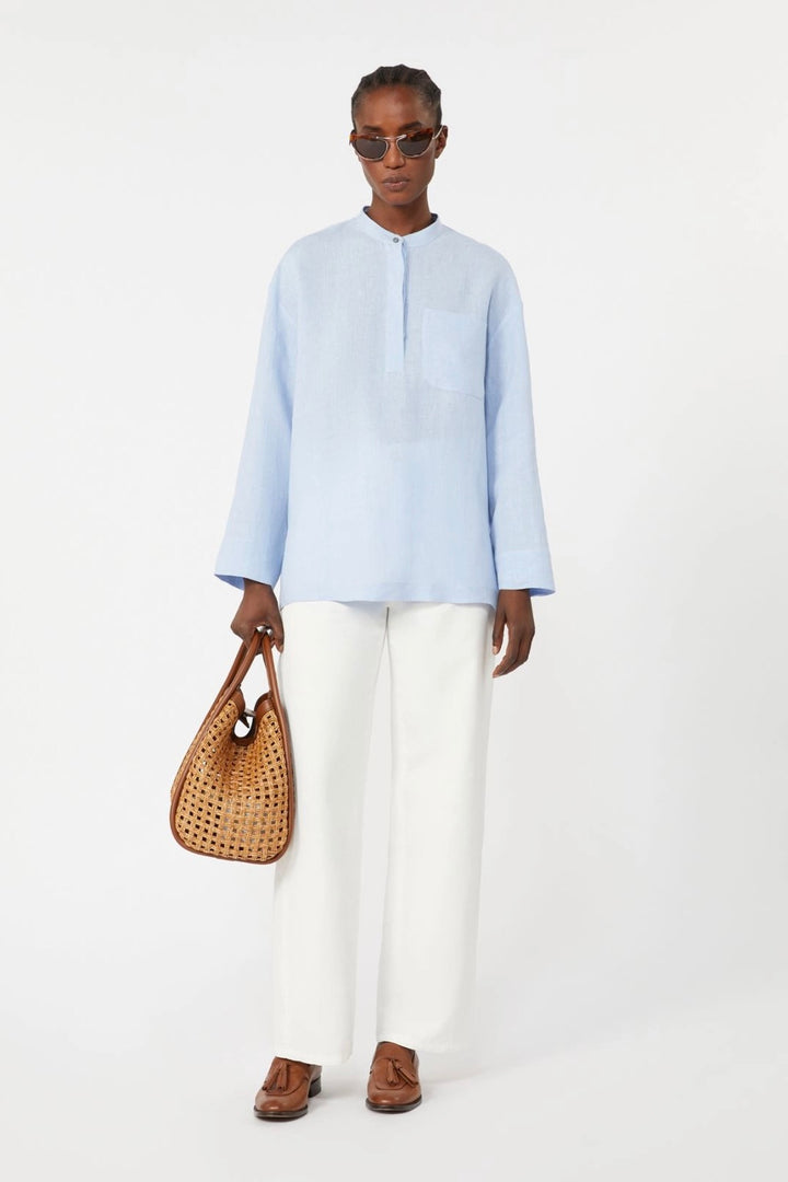 Cotton and Linen 5-pocket Trousers White