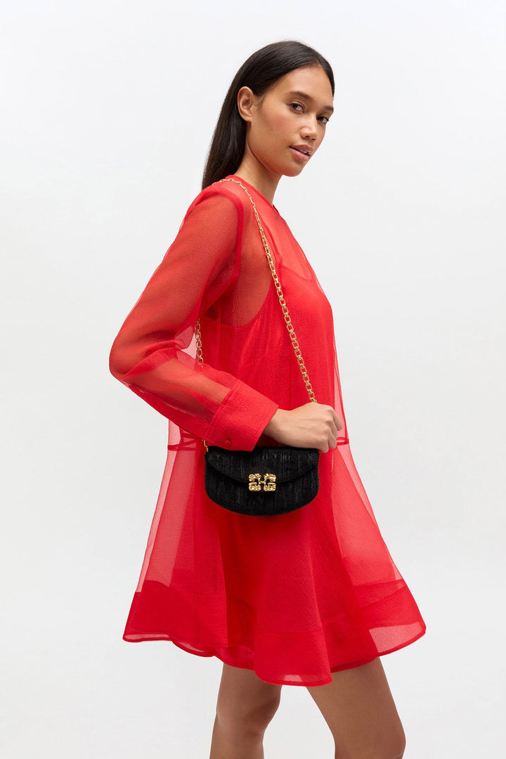 Lulu Wallet On Chain Velvet Moire Black