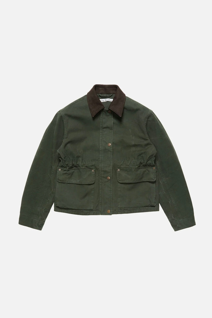 Washed Canvas Blouson Jacket Dark Green