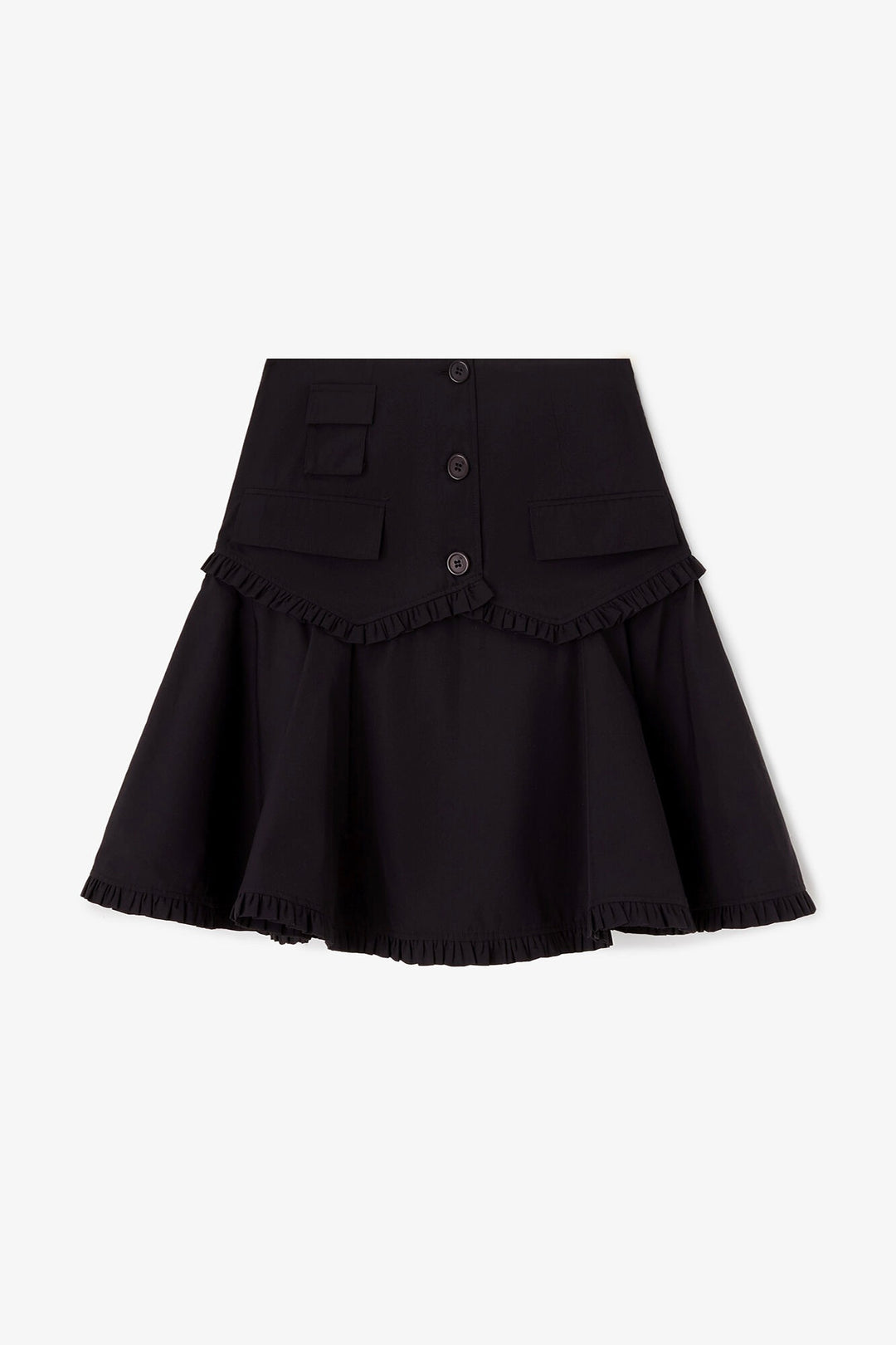 Compact Poplin Buttoned Knee Length Skirt