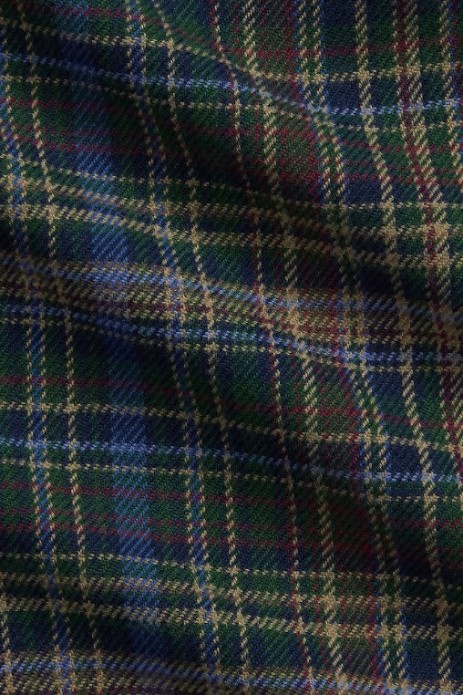 Custom Fit Plaid Brushed Flannel Shirt Pine Navy Multi