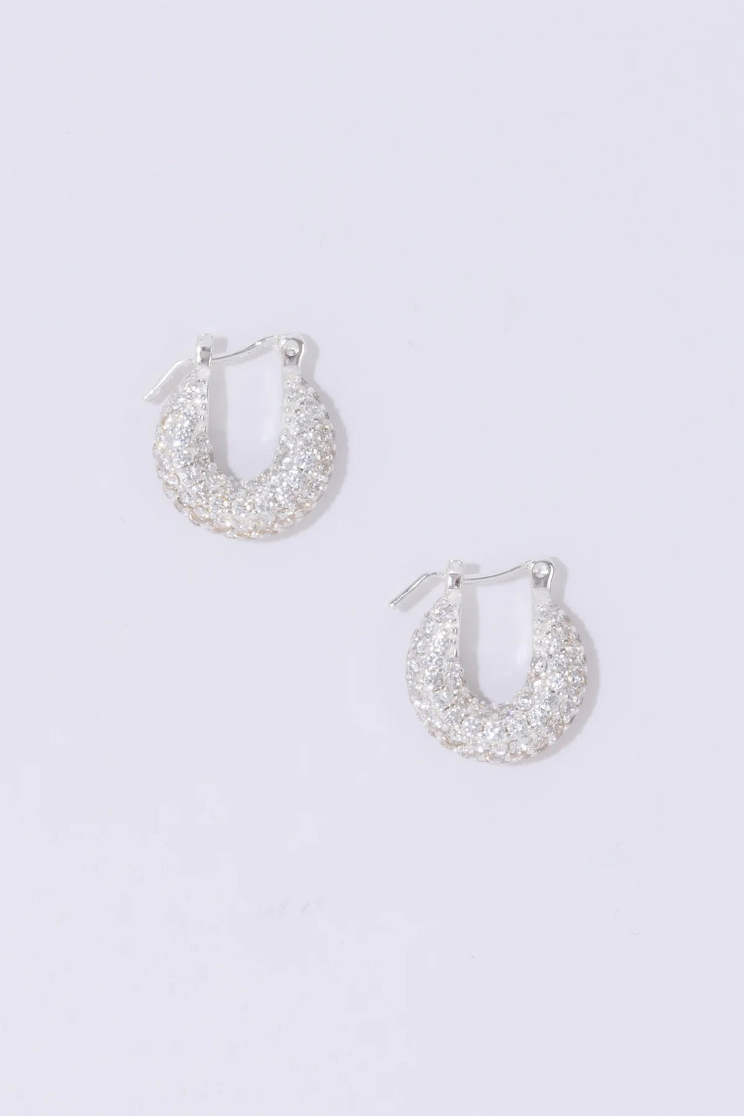 Tiny Diamond Hoops Silver