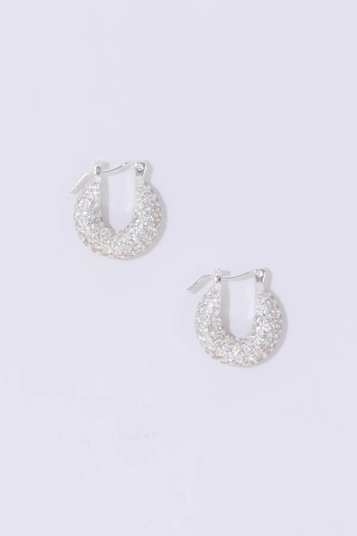 Tiny Diamond Hoops Silver