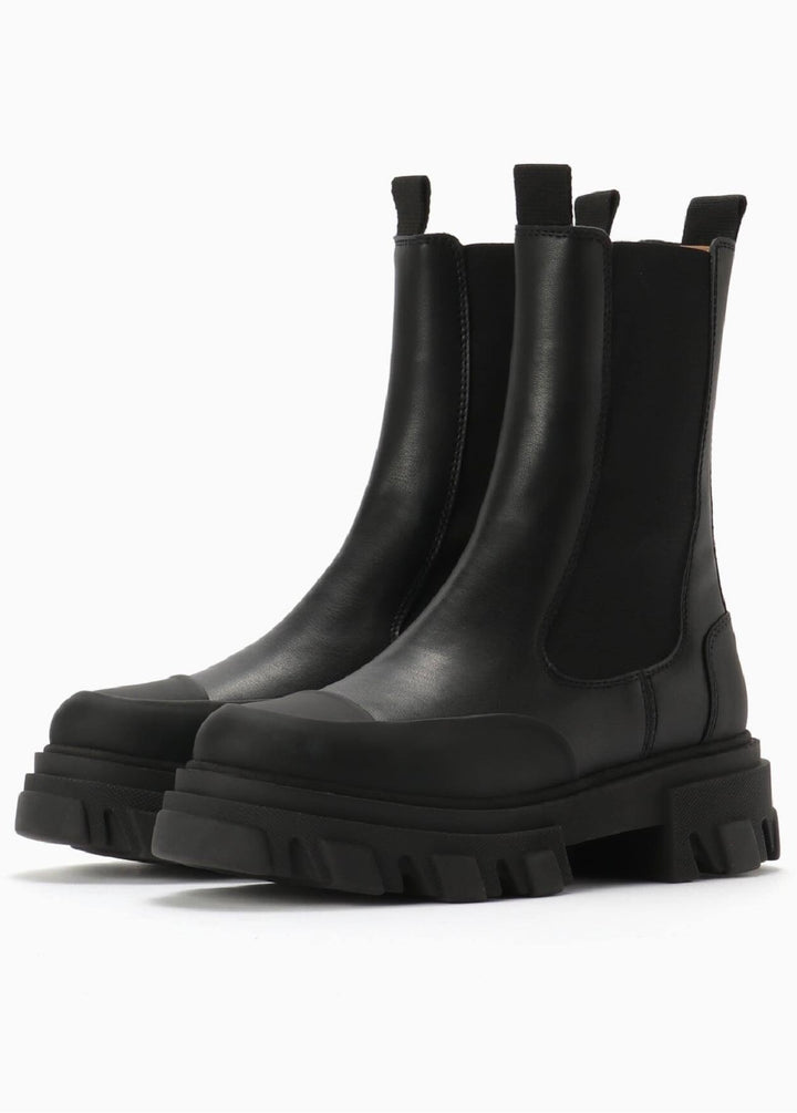 GANNI Cleated Mid Chelsea Boot Black - Dale