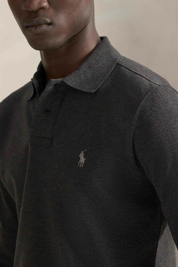 Custom Slim Fit Long Sleeve Knit Dark Charcoal Heather