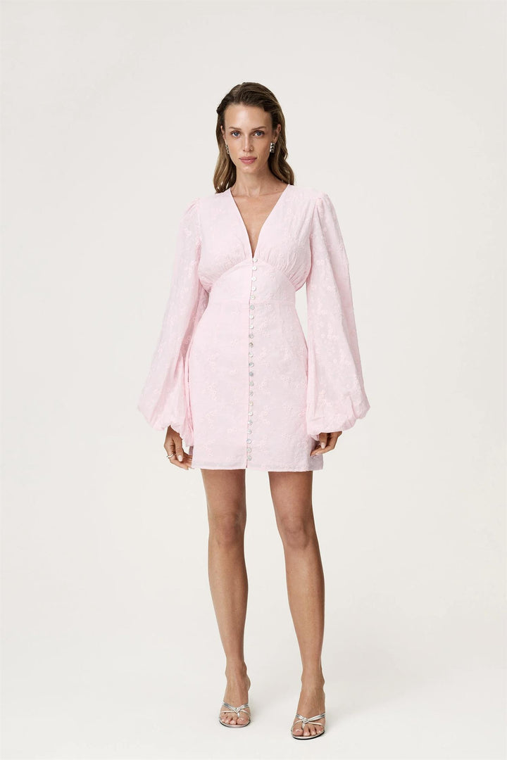 Florence Dress Pink Embroidery
