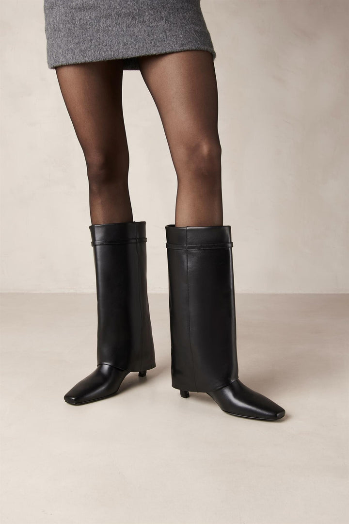 Evita Black Leather Boots