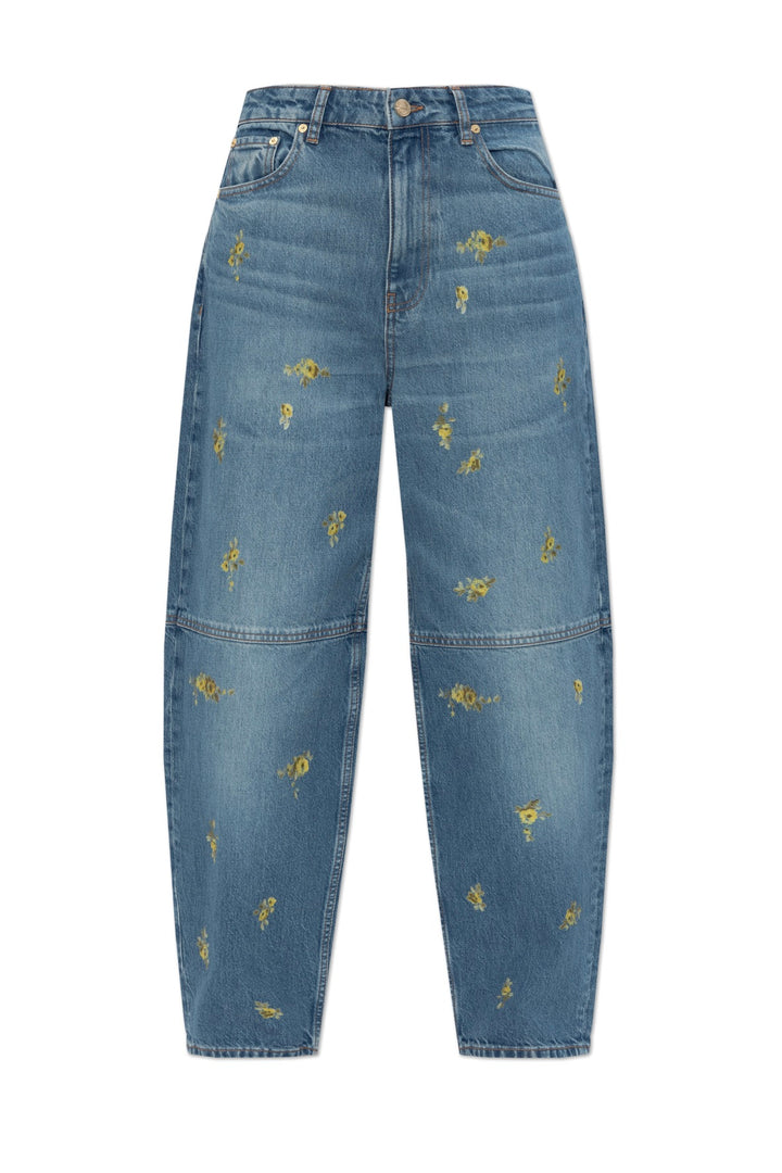 Printed Flower Denim Stary Jeans