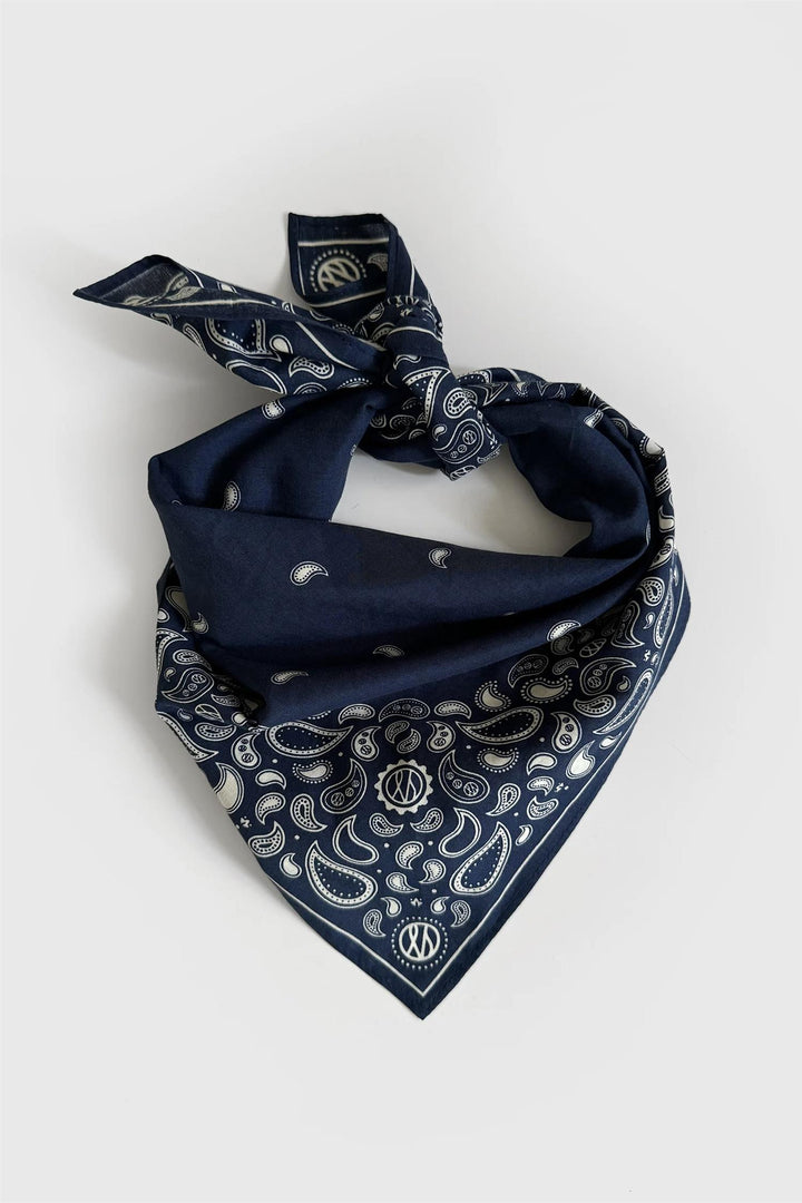 LE SCARF Cotton Paisley Scarf Navy 55x55 - Dale