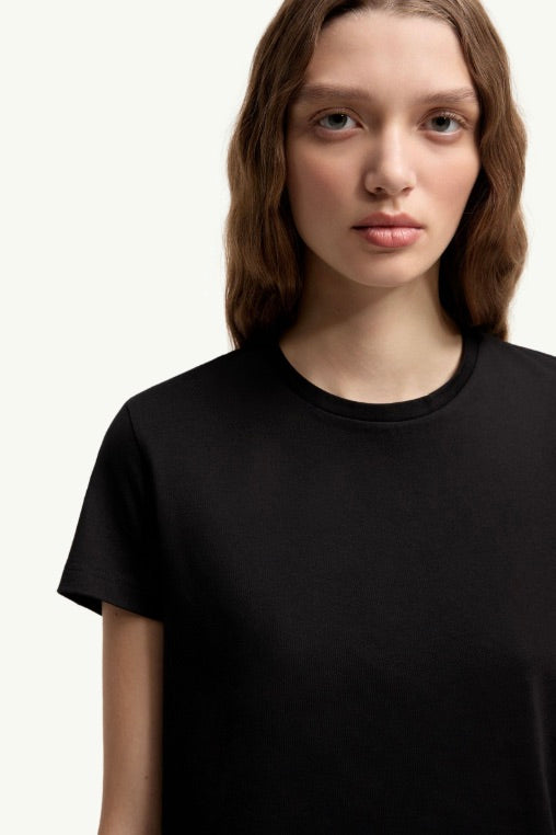 MONCLER Logo Patch Cotton Jersey T-Shirt Black - Dale