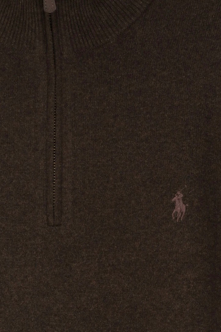 Wool Quarter-Zip Jumper Cinnamon Brown Heather