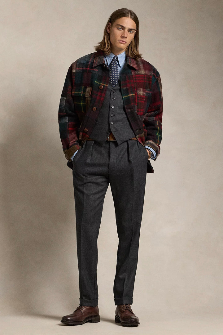 Plaid Patchwork Wool Jacket