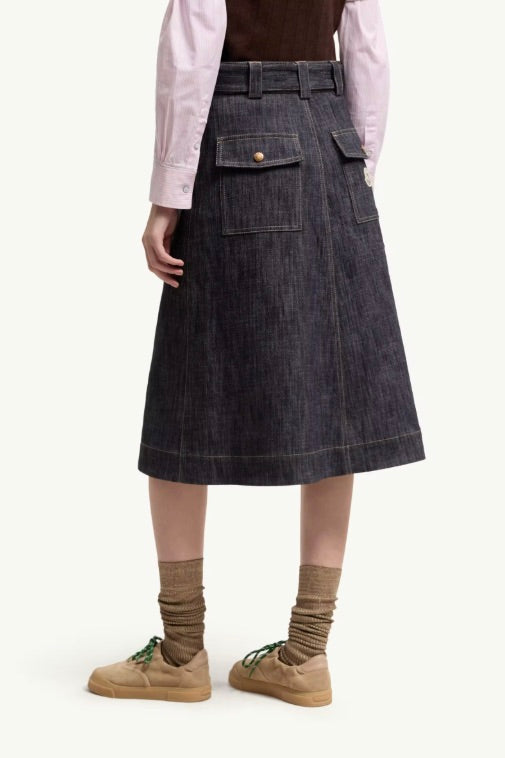 Denim Knee-Length Skirt Blue Denim