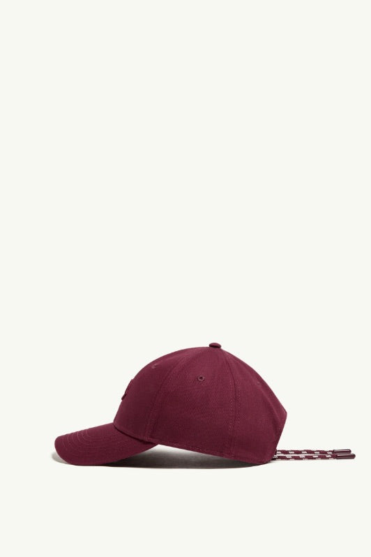 MONCLER Logo Cotton Gabardine Baseball Cap Burgundy - Dale
