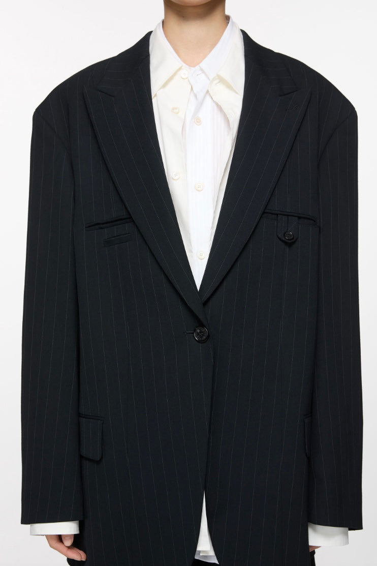 Single Breasted Suit Jacket Navy Blue