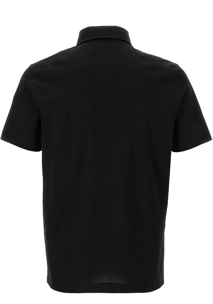 Logo Patch Short Sleeved Polo Shirt Black