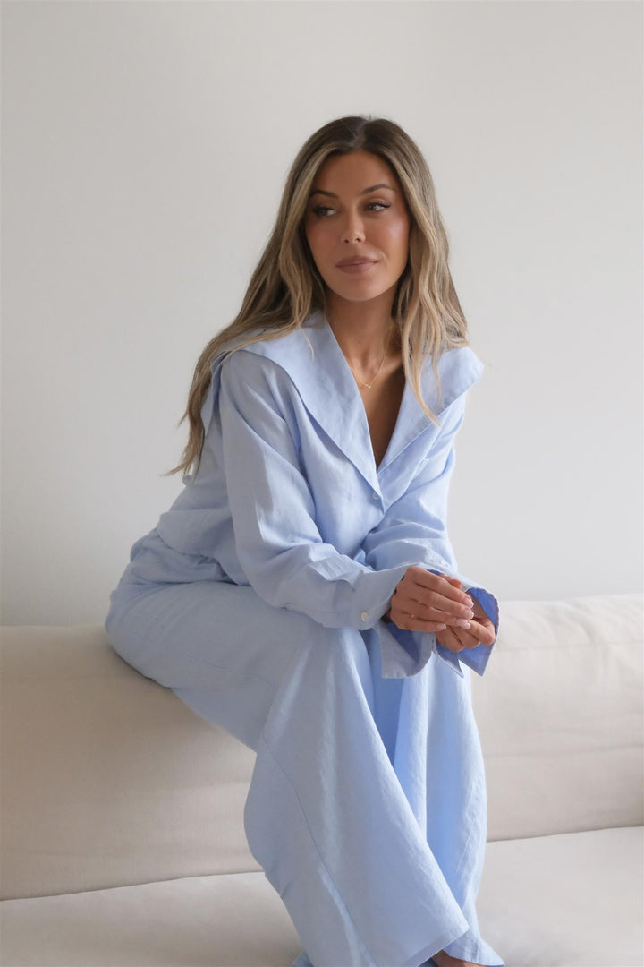 Linen Sailor Shirt Light Blue