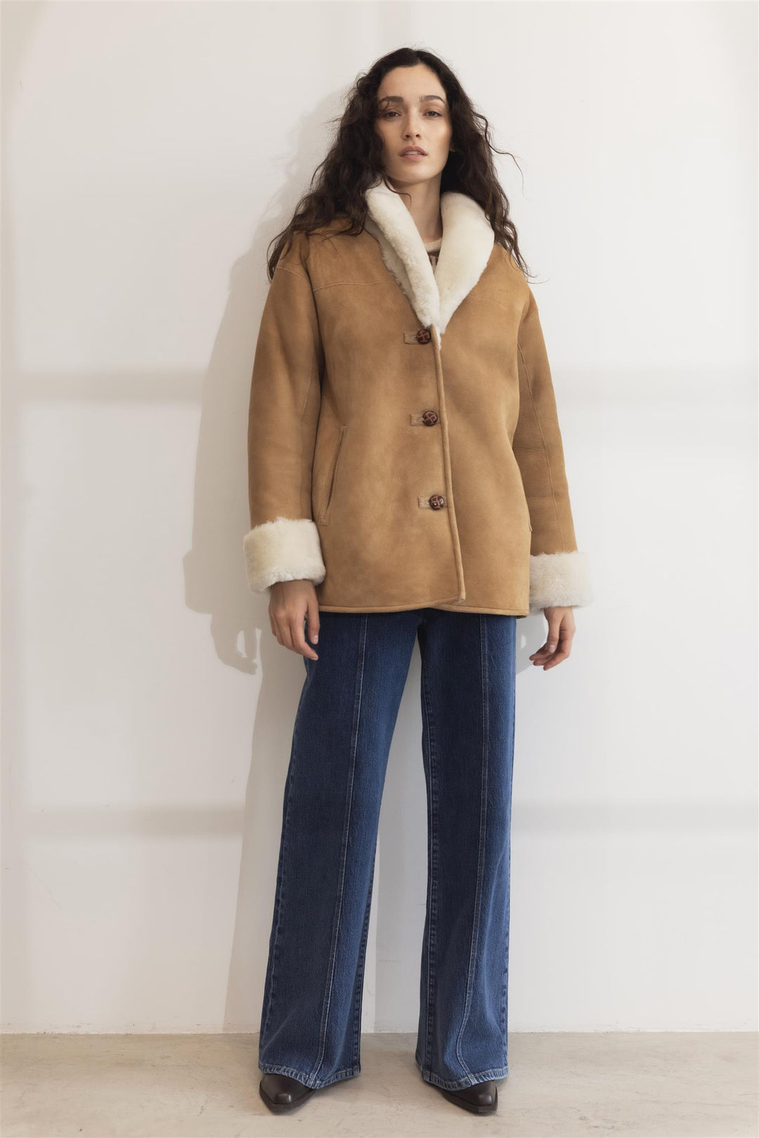 CAMILLA PIHL Luna Shearling Jacket Camel Suede - Dale