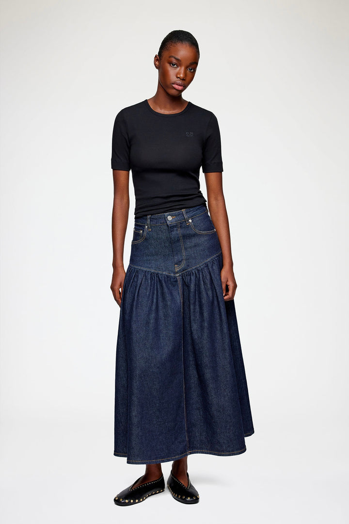 Stretch Denim Long Skirt
