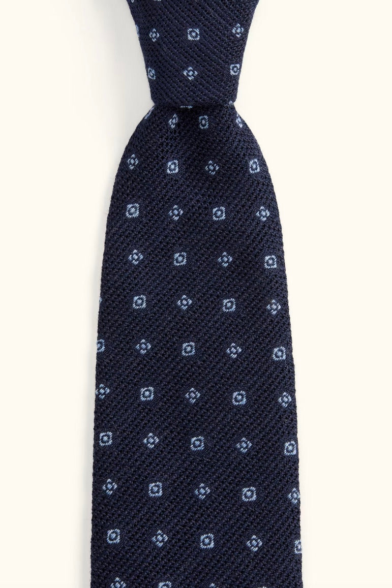 Wool Silk Tie Dark Blue