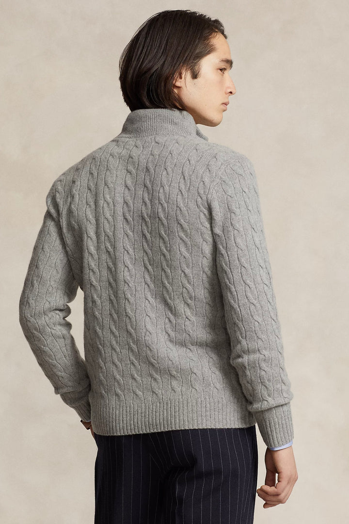 Cable-Knit Wool-Cashmere Jumper Fawn Grey Heather