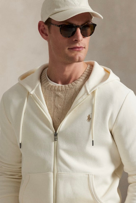 Double-Knit Full-Zip Hoodie Pale Cream