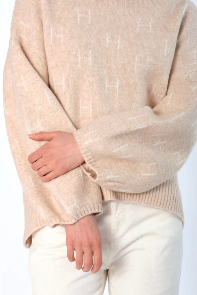 Fam Short Sweater Light Beige Melange